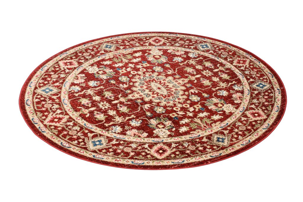 Area Rug Rivoli Round Red Cream Ornaments