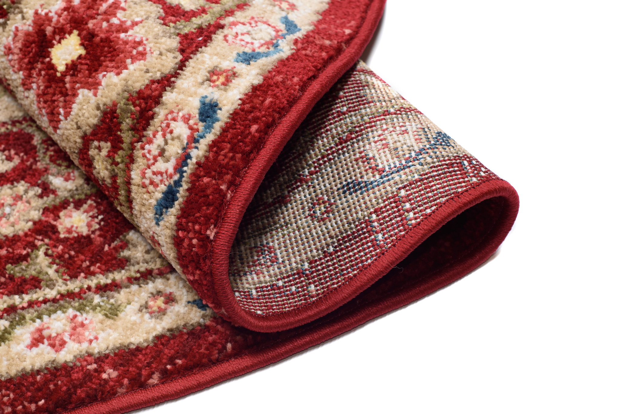 Area Rug Rivoli Round Red Cream Ornaments
