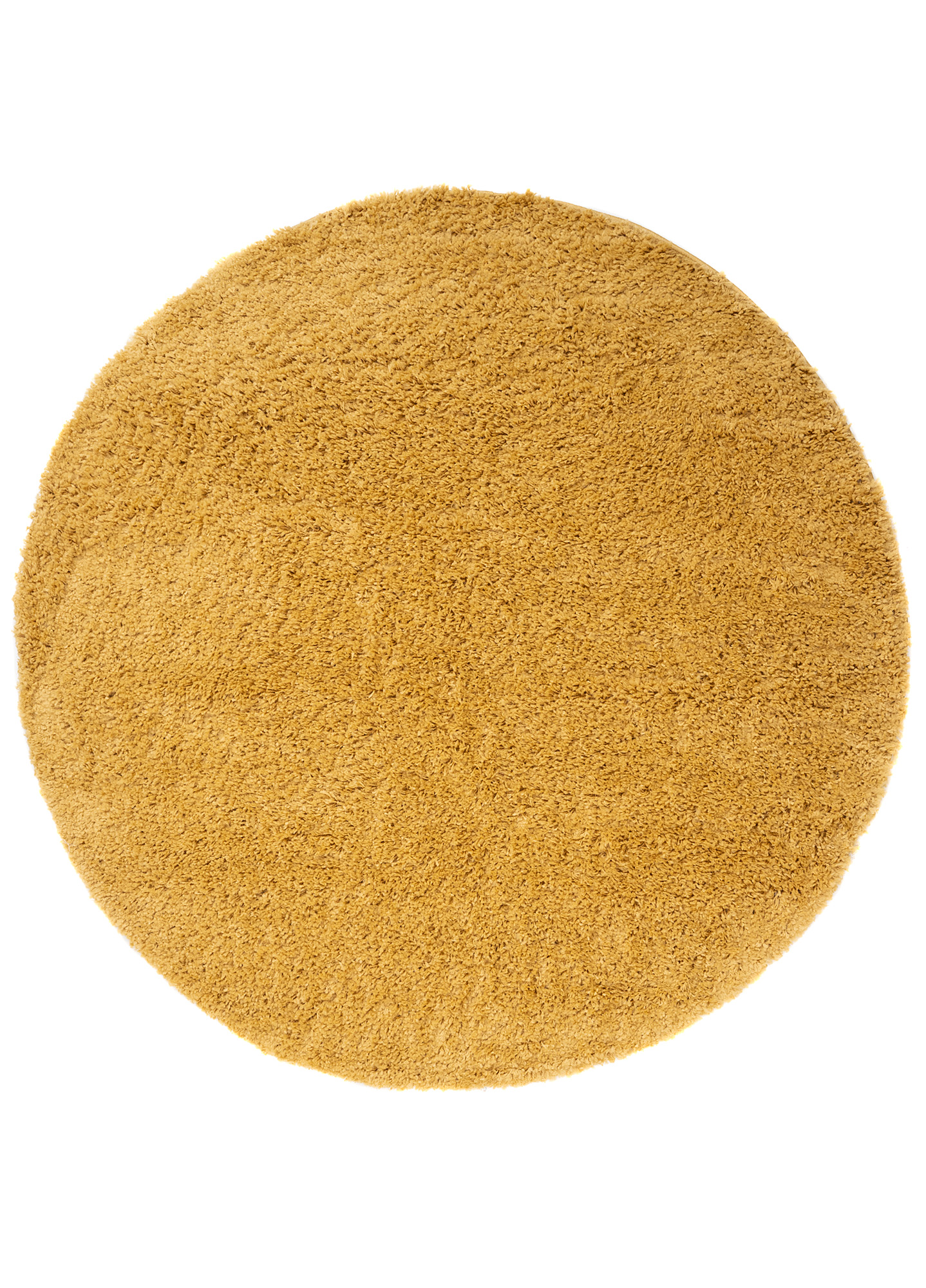 Area Rug Essence Round Shaggy Plain Mustard
