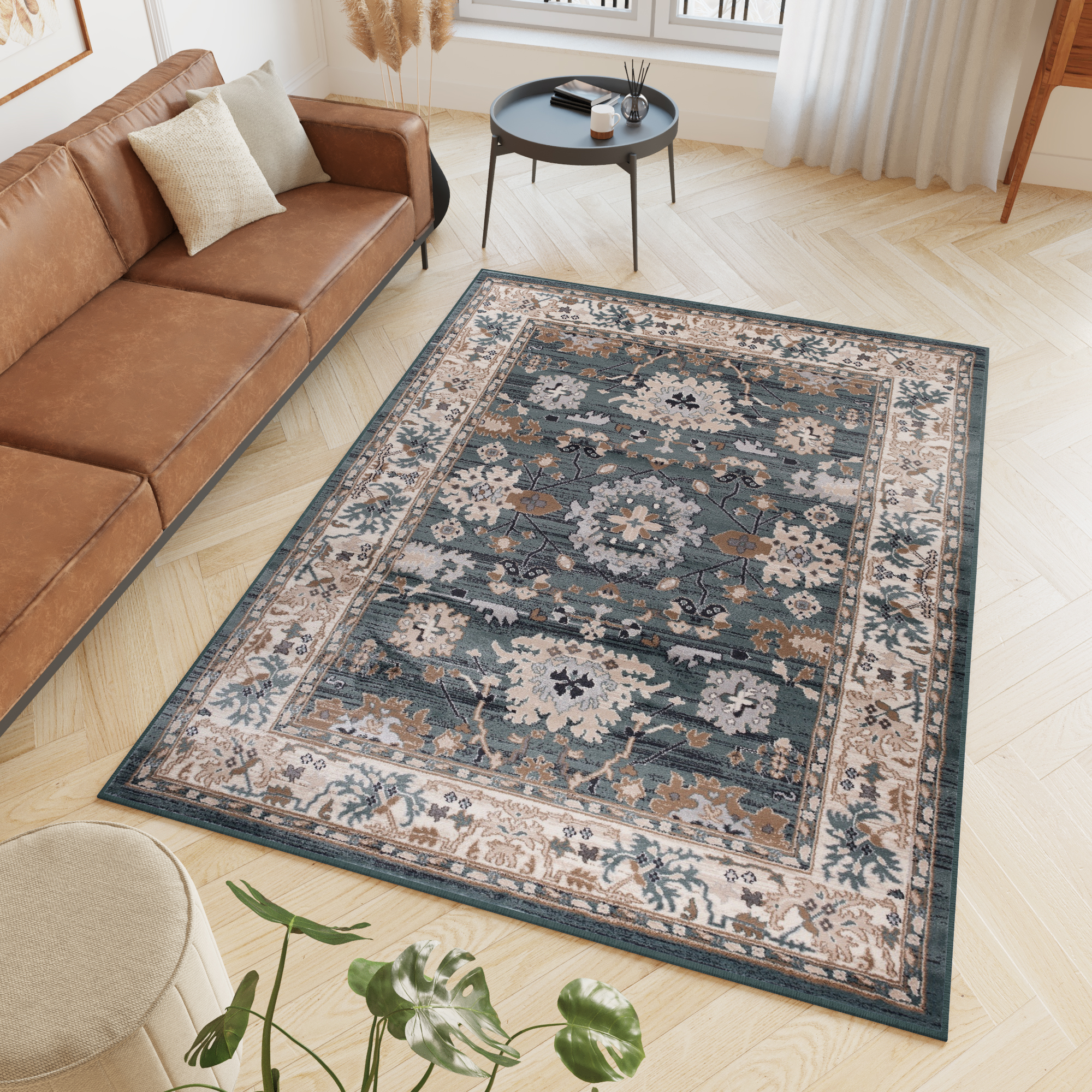Area Rug Colorado Classic Blue Beige Frame