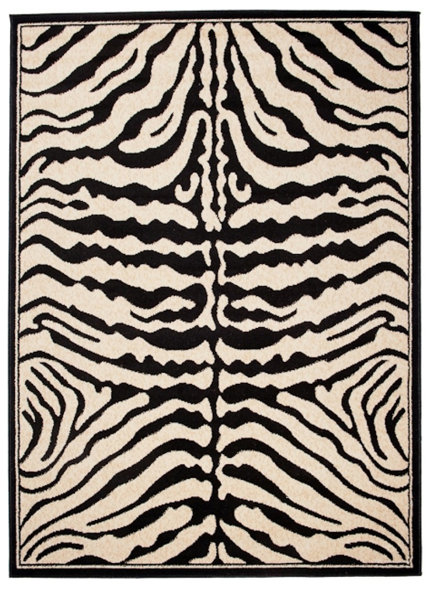 Area Rug Atlas Short Pile Safari Zebra Cream Black
