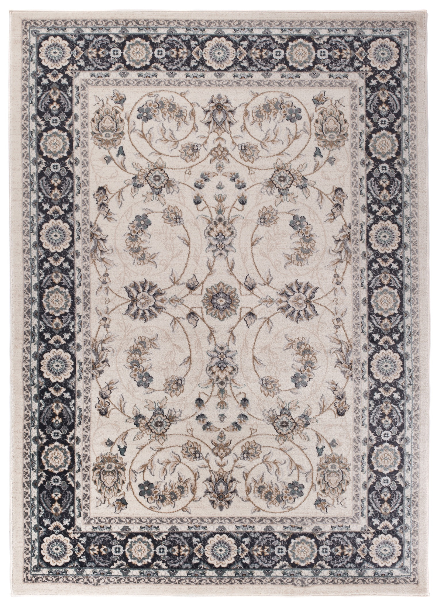 Area Rug Colorado Traditional Cream Black Floral