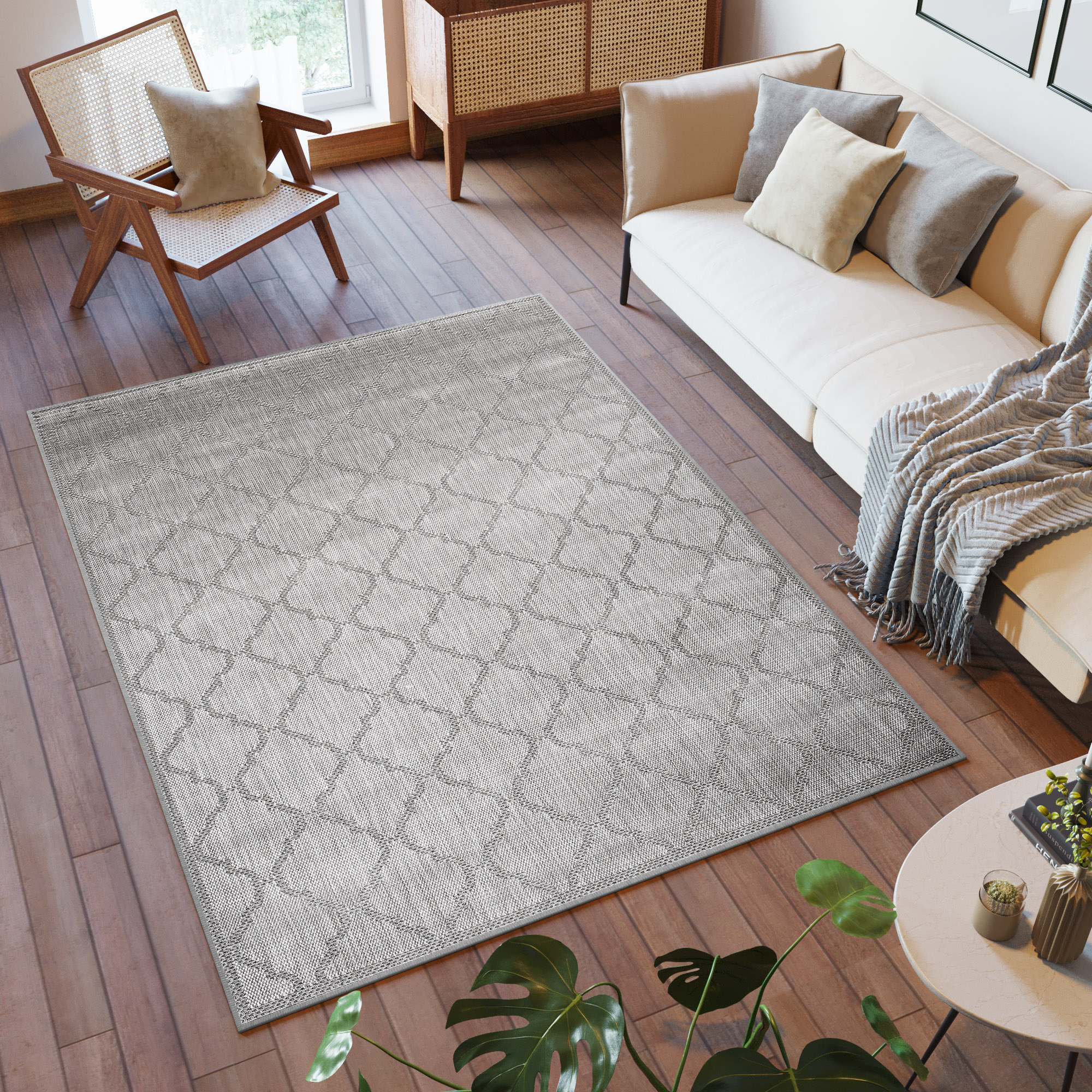 Area Rug Capri Sisal Indoor Outdoor Grey Moroccan