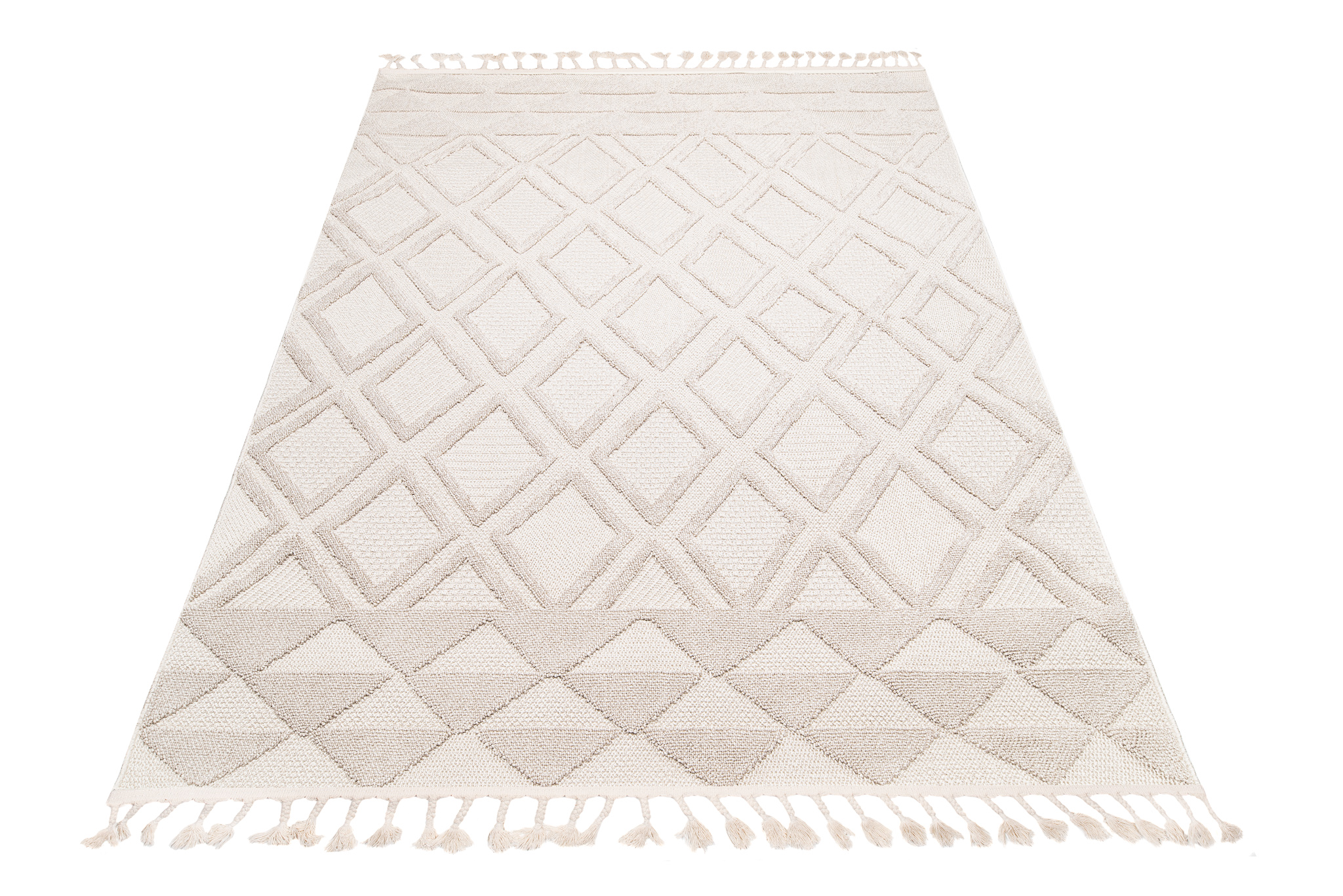 Area Rug Timber Indoor Outdoor Beige Diamonds Triangles