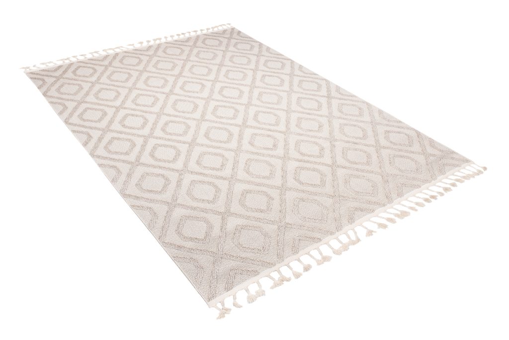 Area Rug Timber Indoor Outdoor Beige Geometric Fringes