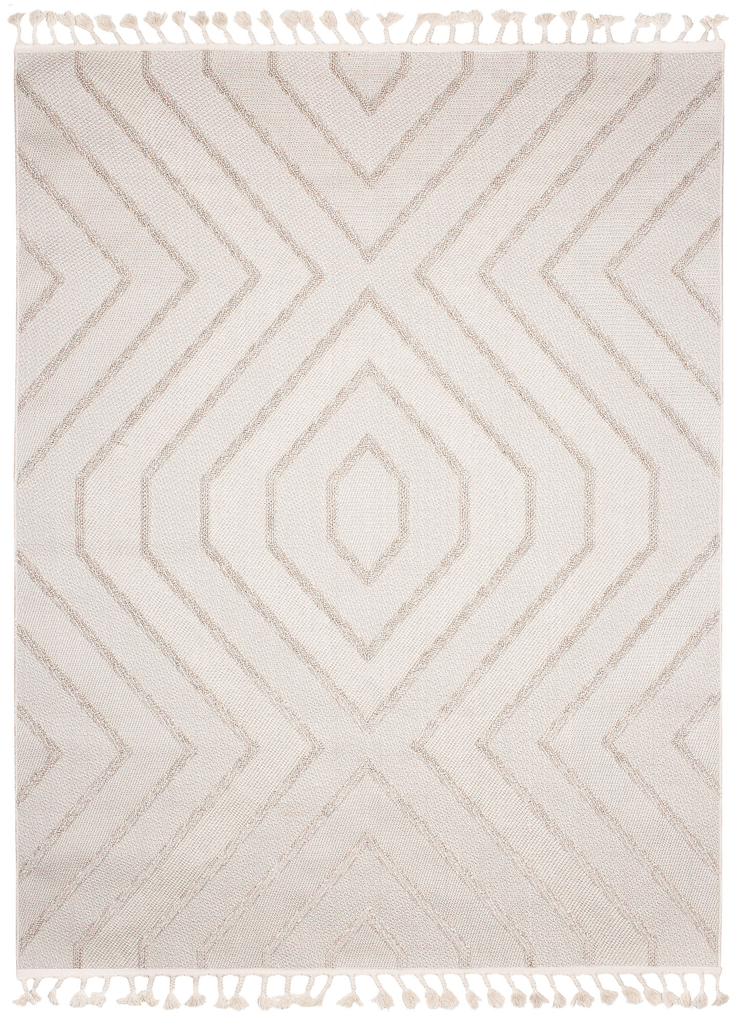 Area Rug Timber Indoor Outdoor Beige ZigZag Fringes