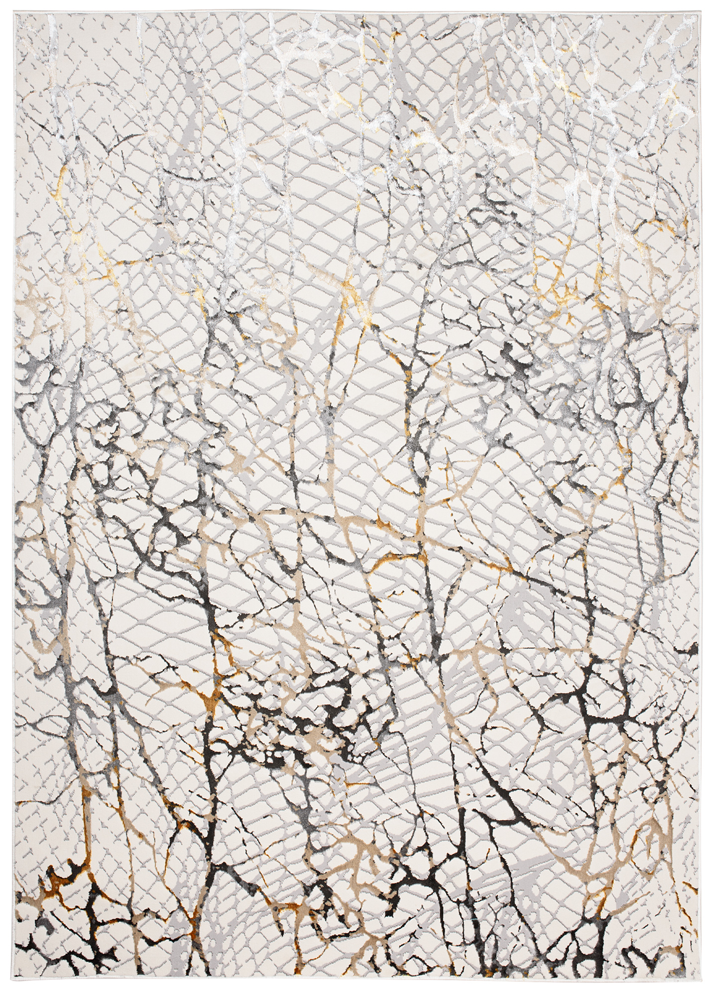 Area Rug Golden Cream Gold Grey Snake Skin