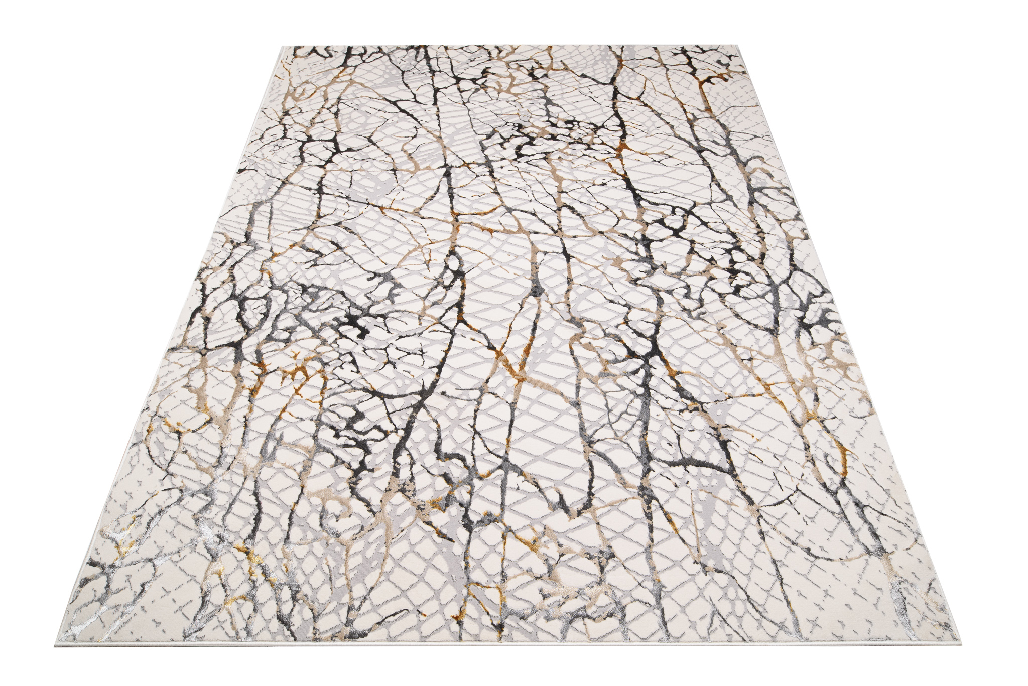 Area Rug Golden Cream Gold Grey Snake Skin