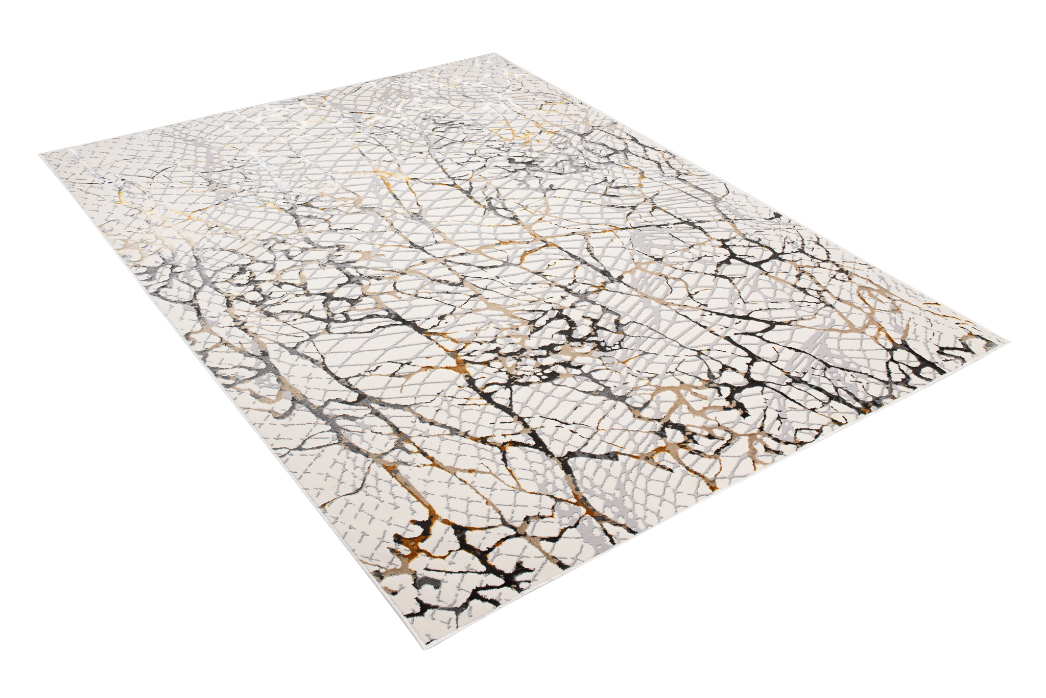 Area Rug Golden Cream Gold Grey Snake Skin