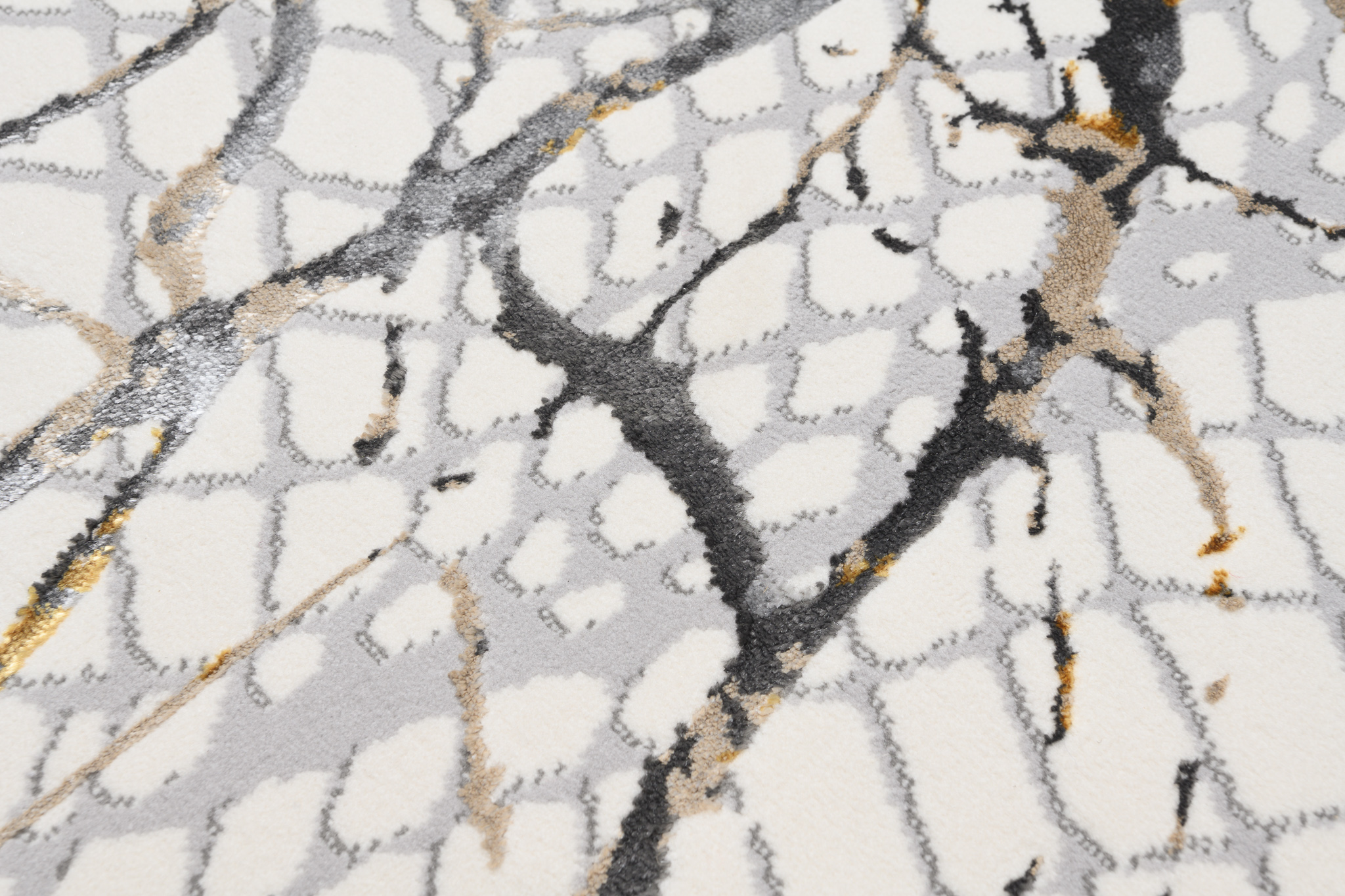 Area Rug Golden Cream Gold Grey Snake Skin