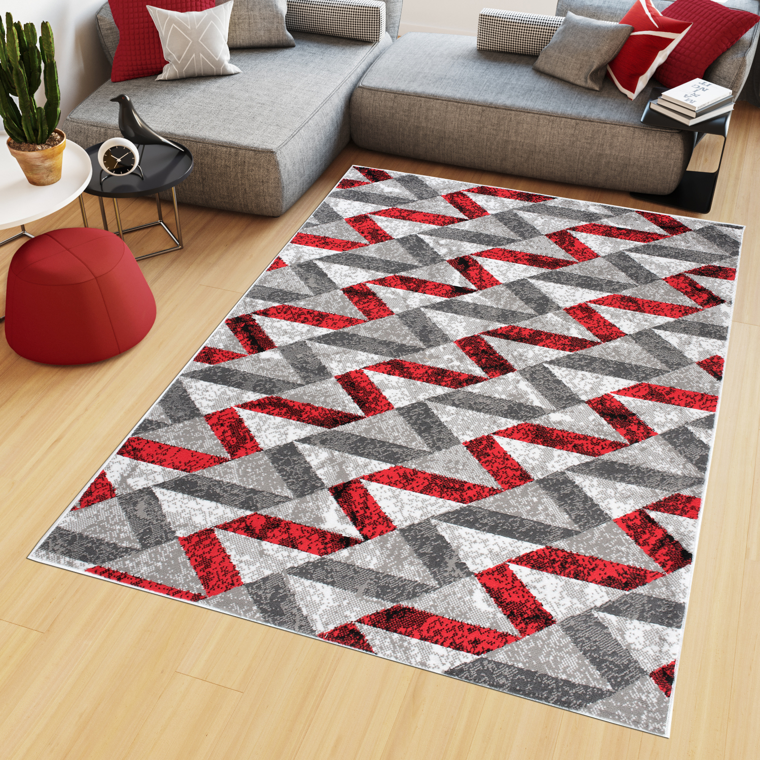 Area Rug Maya Short Pile Abstract Flecked Light Grey