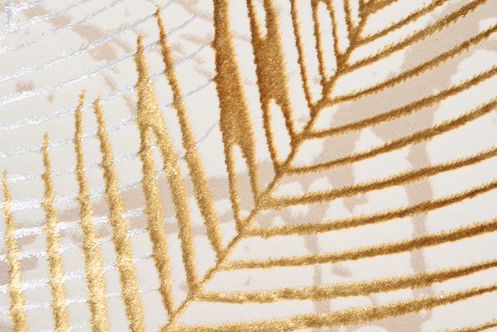 Area Rug Golden Cream Gold Red Leaves