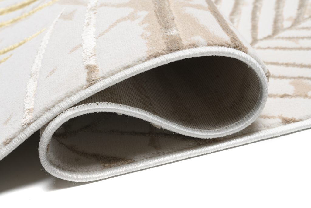 Area Rug Golden Cream Gold Red Leaves