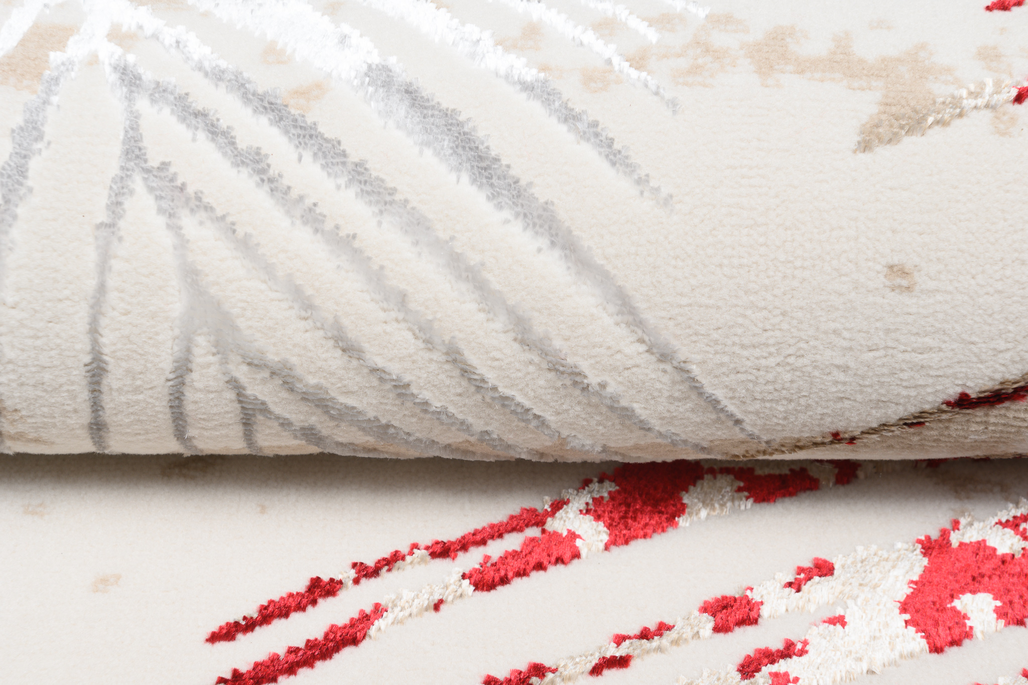Area Rug Golden Cream Gold Red Leaves
