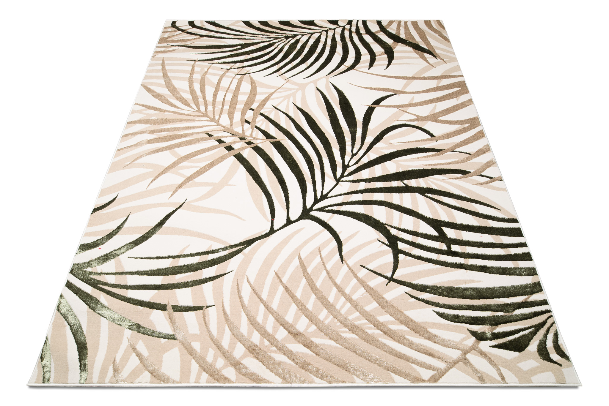 Area Rug Golden Cream Beige Green Leaves