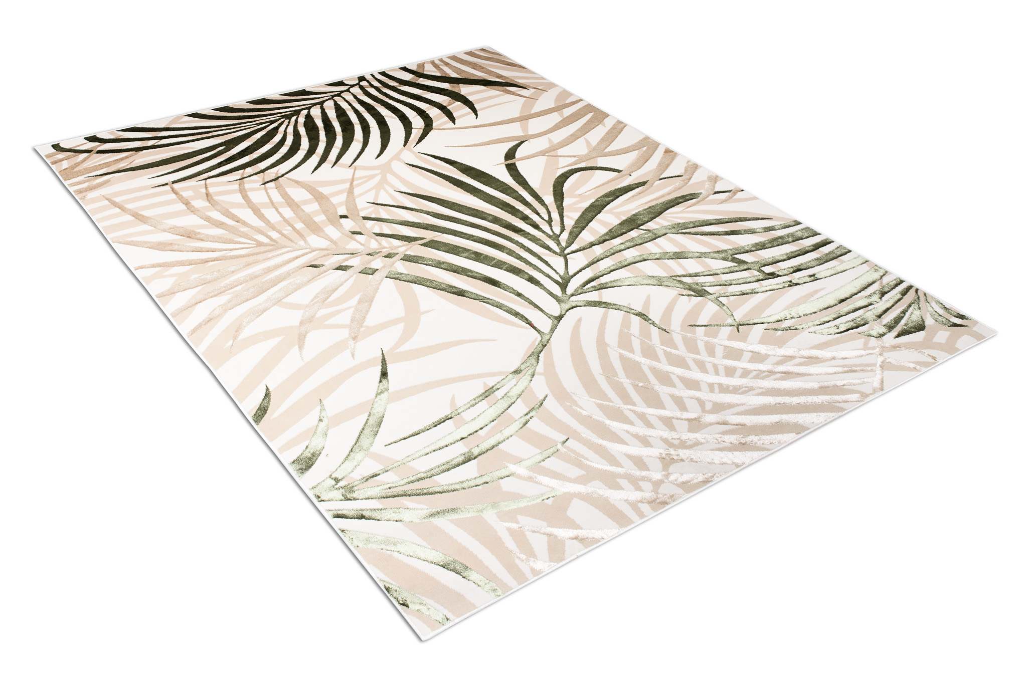 Area Rug Golden Cream Beige Green Leaves
