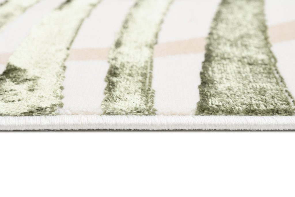 Area Rug Golden Cream Beige Green Leaves