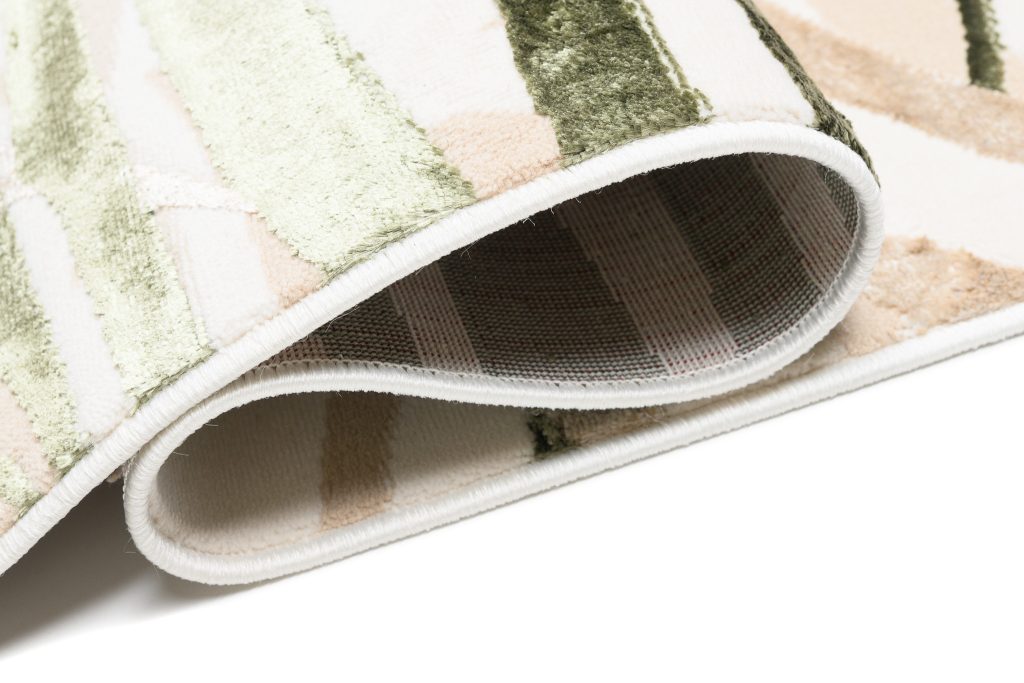 Area Rug Golden Cream Beige Green Leaves