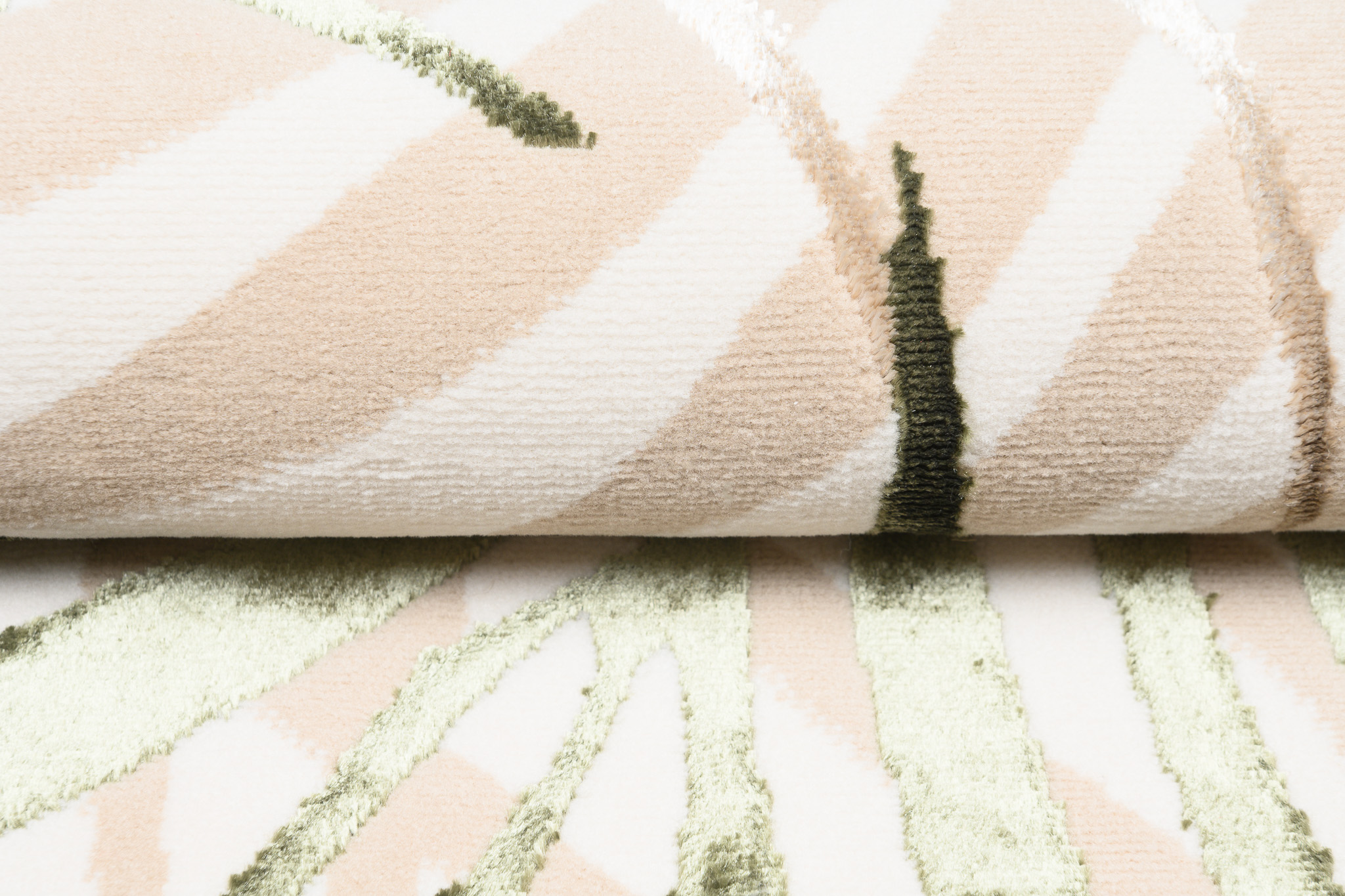 Area Rug Golden Cream Beige Green Leaves