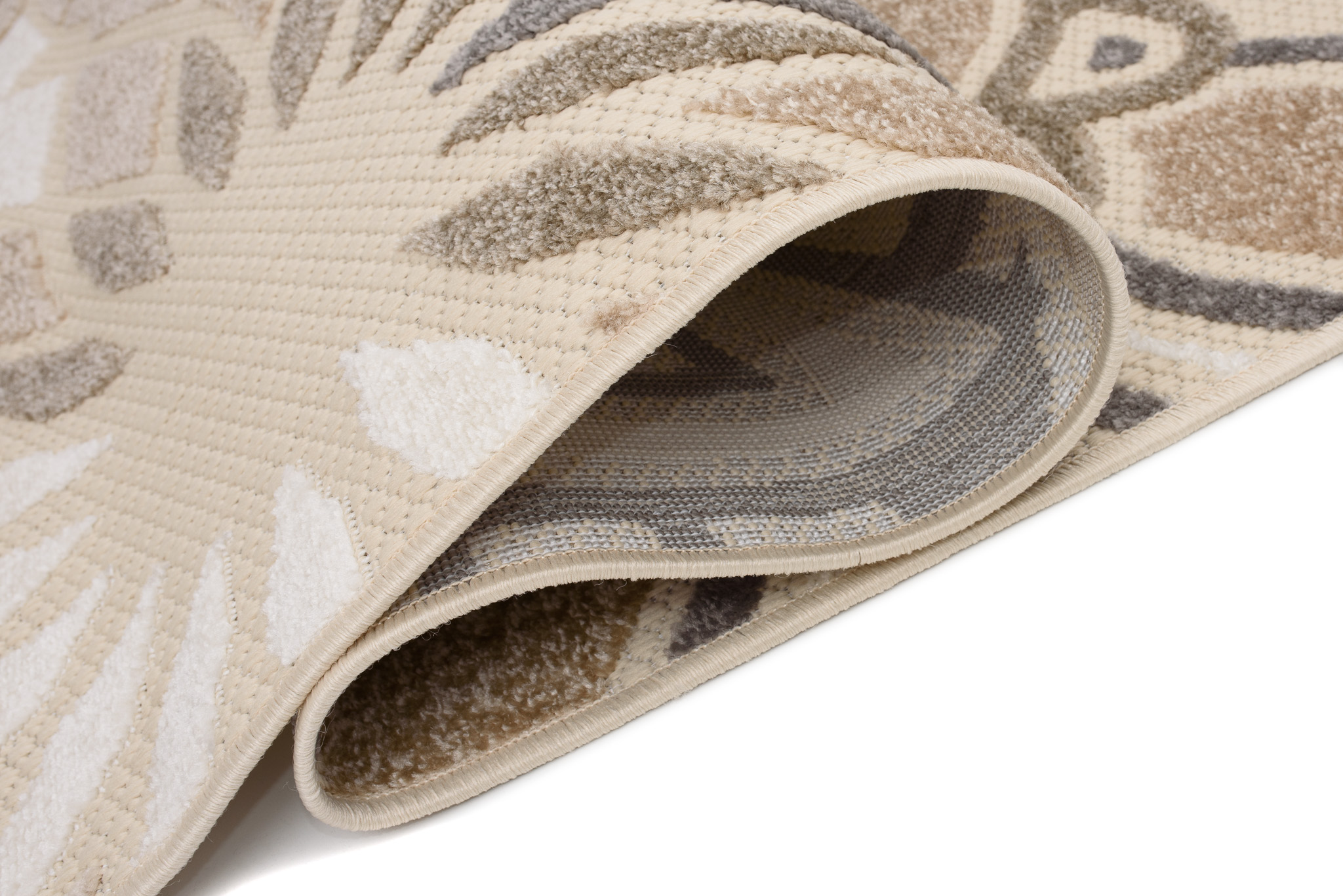 Area Rug Patio Outdoor Cream Grey Flowers - Image 6