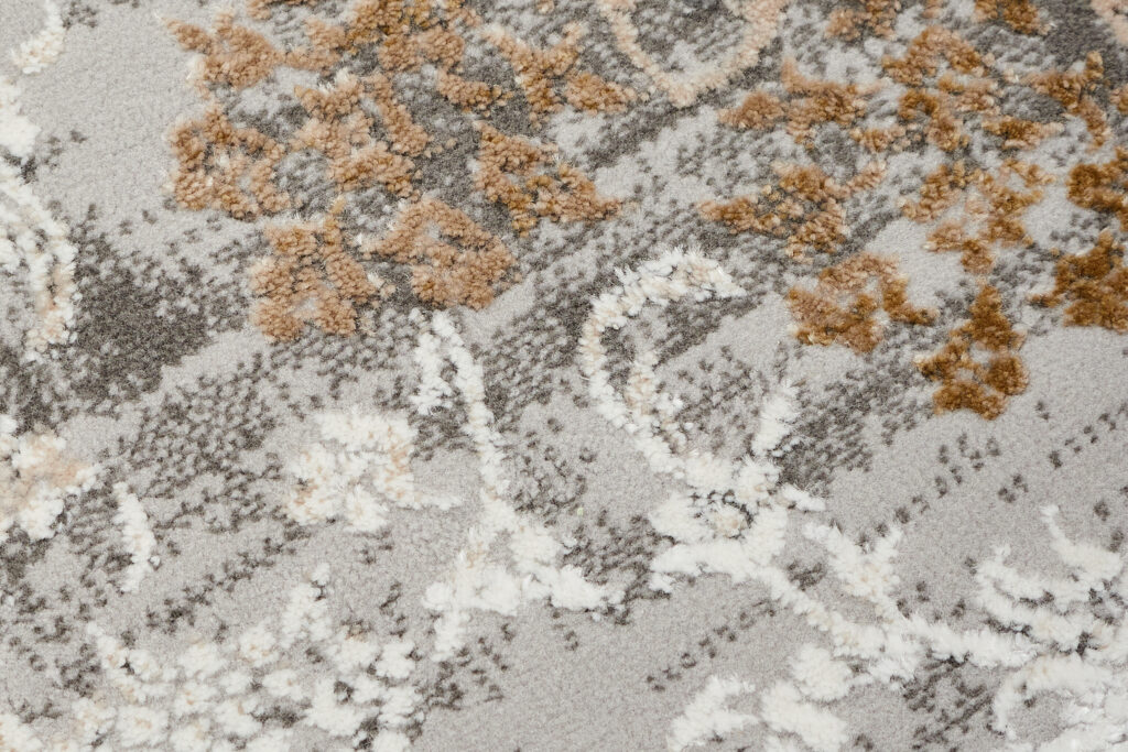 Area Rug Hera Grey Beige Cream Rosette 3D Effect