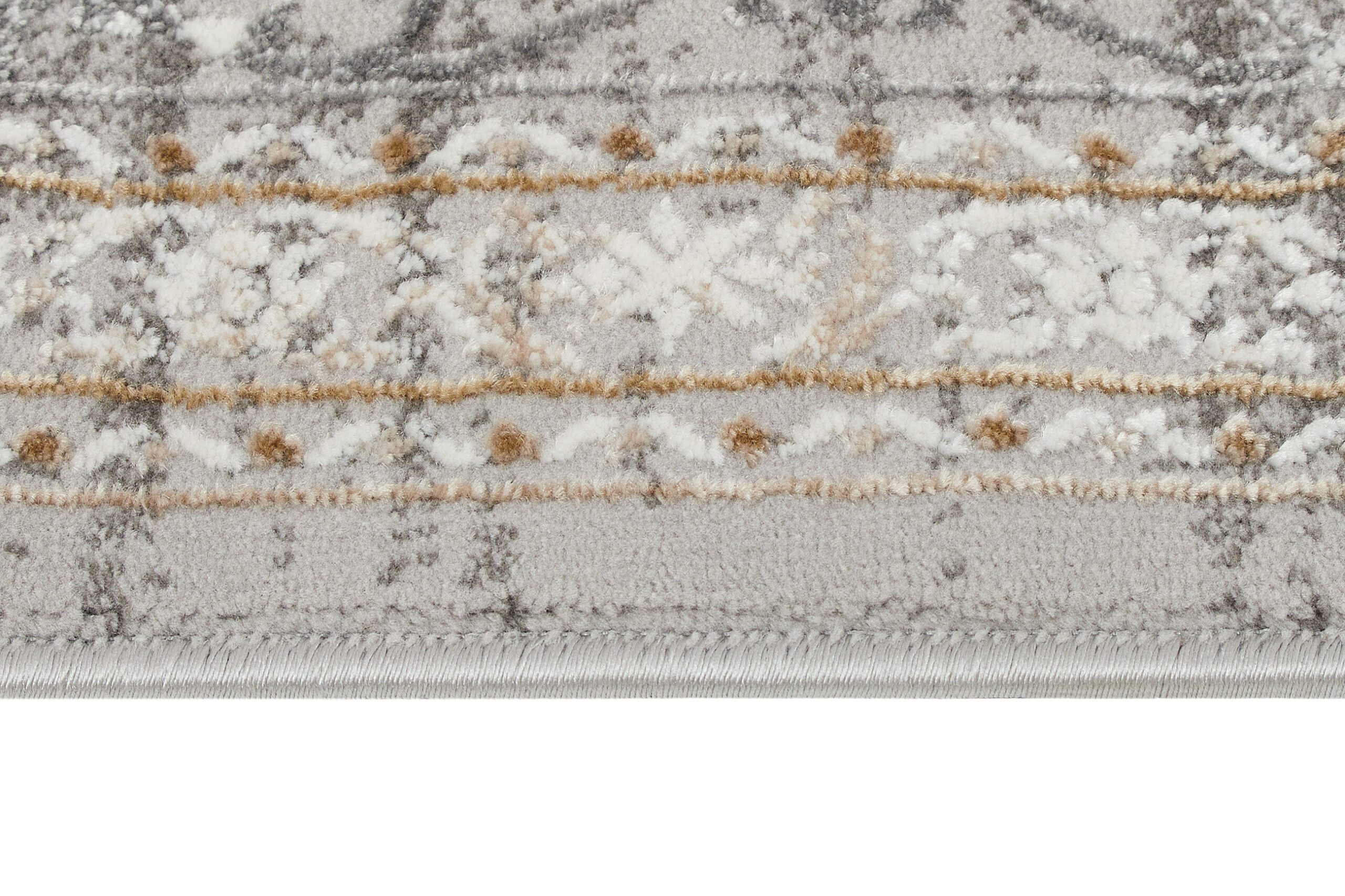 Area Rug Hera Grey Beige Cream Rosette 3D Effect