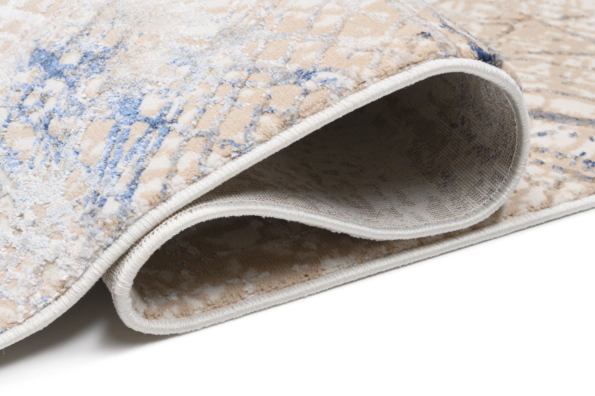 Area Rug Hera Cream Beige Blue Flecked 3D Effect