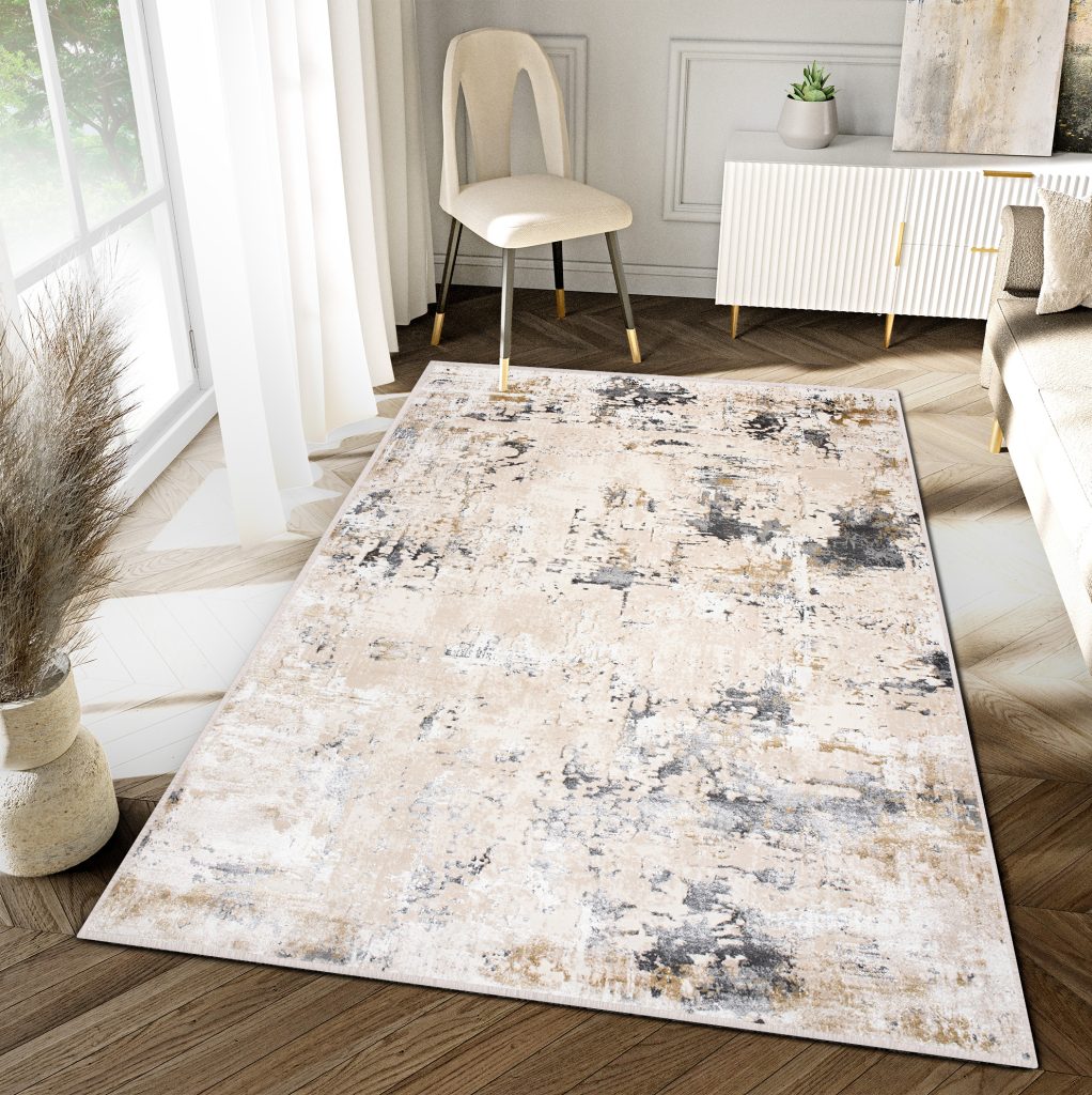 Area Rug Hera Cream Beige Dark Grey Flecked 3D Effect