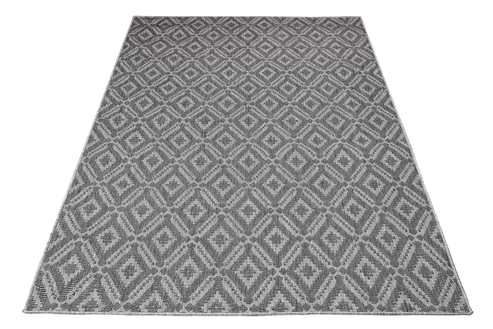 Area Rug Capri Sisal Indoor Outdoor Grey Diamond Mosaic