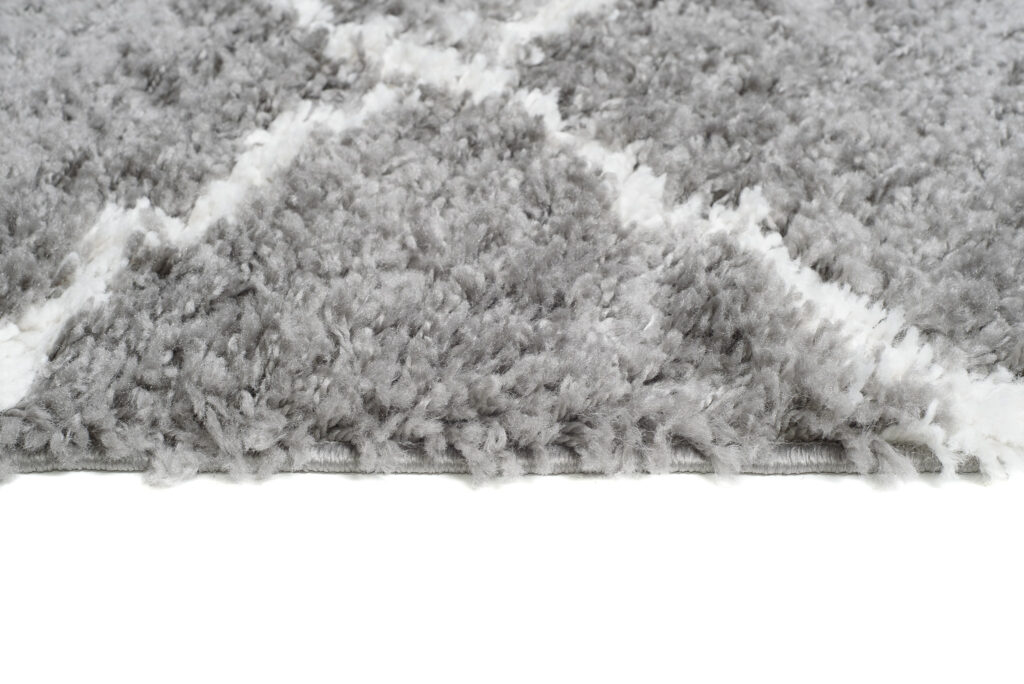 Carpet Runner Boho Shaggy Grey Cream Fluffy Moroccan Trellis Fringes