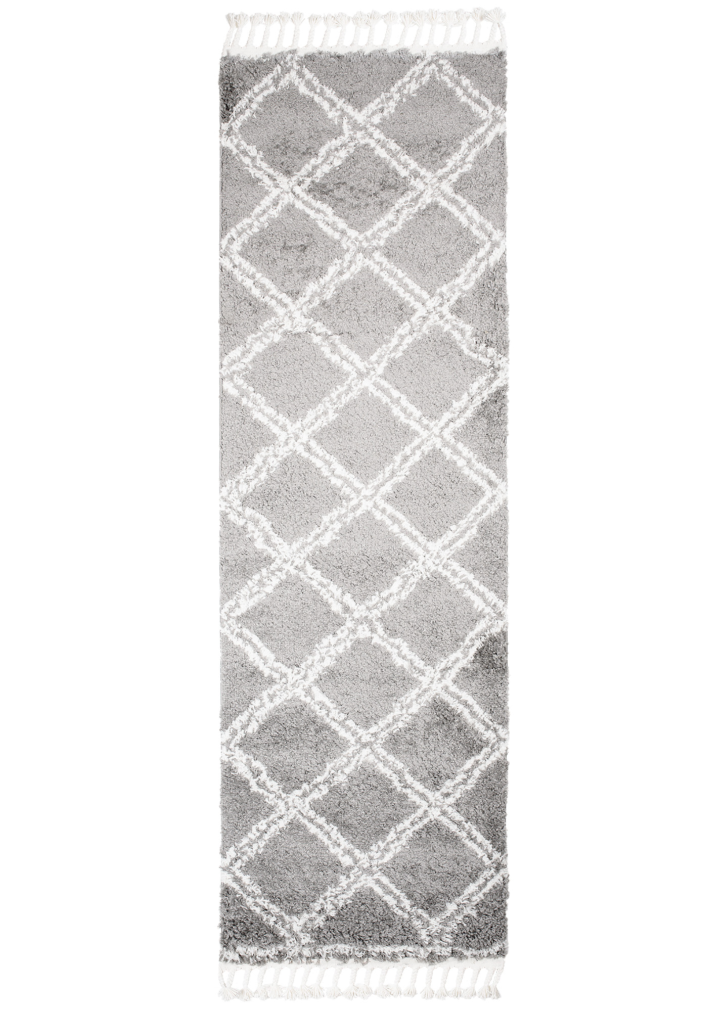 Carpet Runner Boho Shaggy Grey Modern Fringes Geometric Soft Fluffy