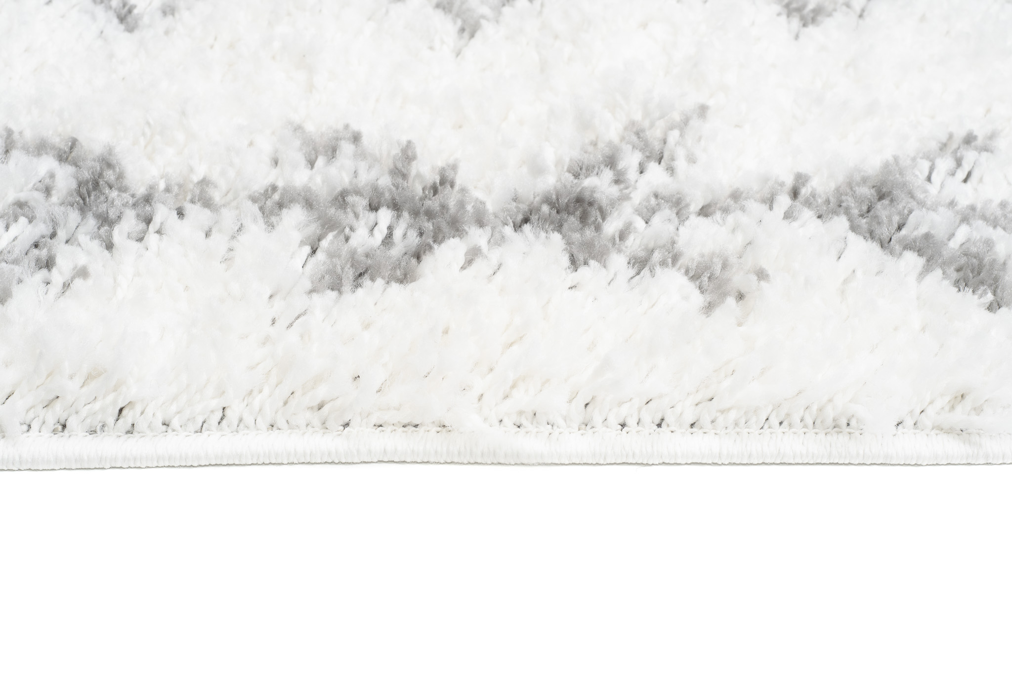 Carpet Runner Boho Shaggy Ethno Lines Cream Grey Fringes Soft Fluffy