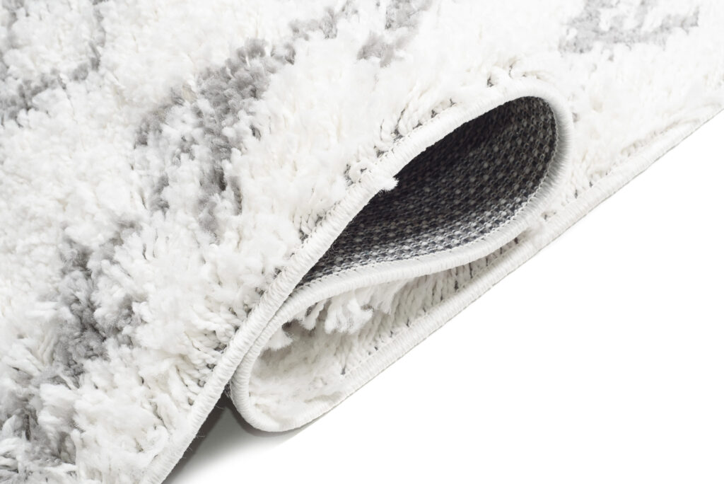 Carpet Runner Boho Shaggy Ethno Lines Cream Grey Fringes Soft Fluffy