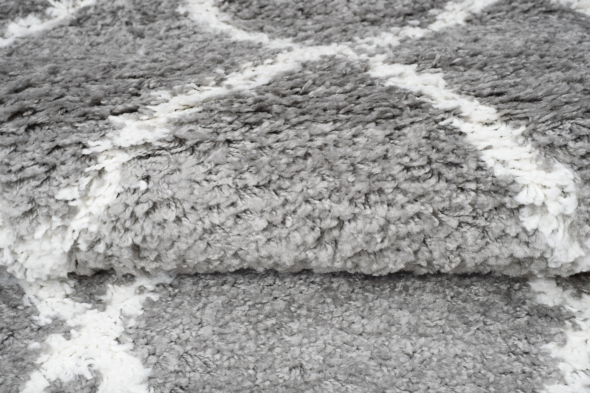 Carpet Runner Boho Shaggy Fringes Grey Geometric Trellis Soft Fluffy