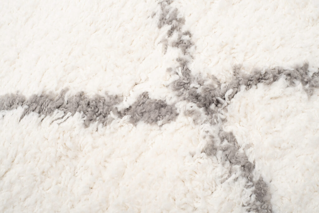 Area Rug Boho Shaggy Fringes Diamond Lines Cream Grey