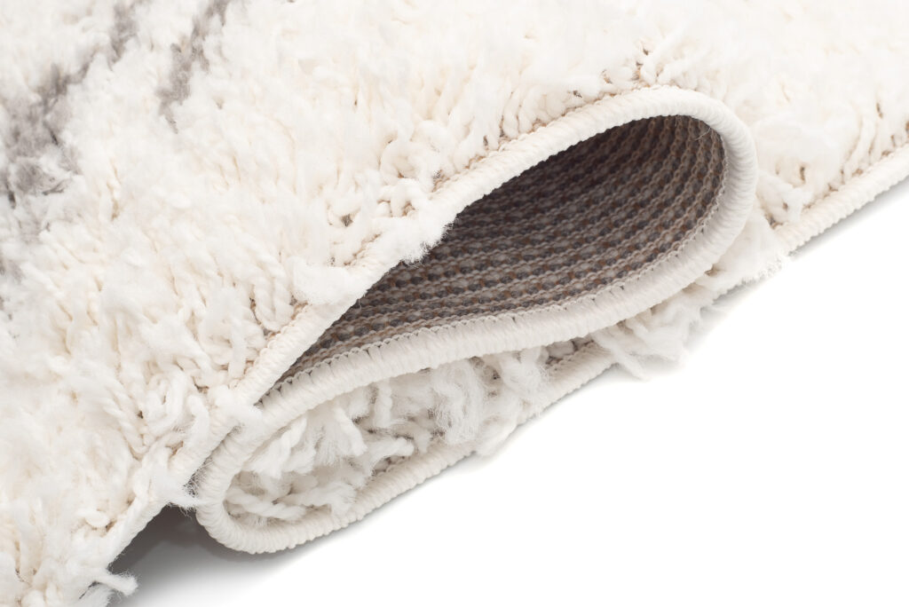 Area Rug Boho Shaggy Fringes Ethno Lines Cream Grey
