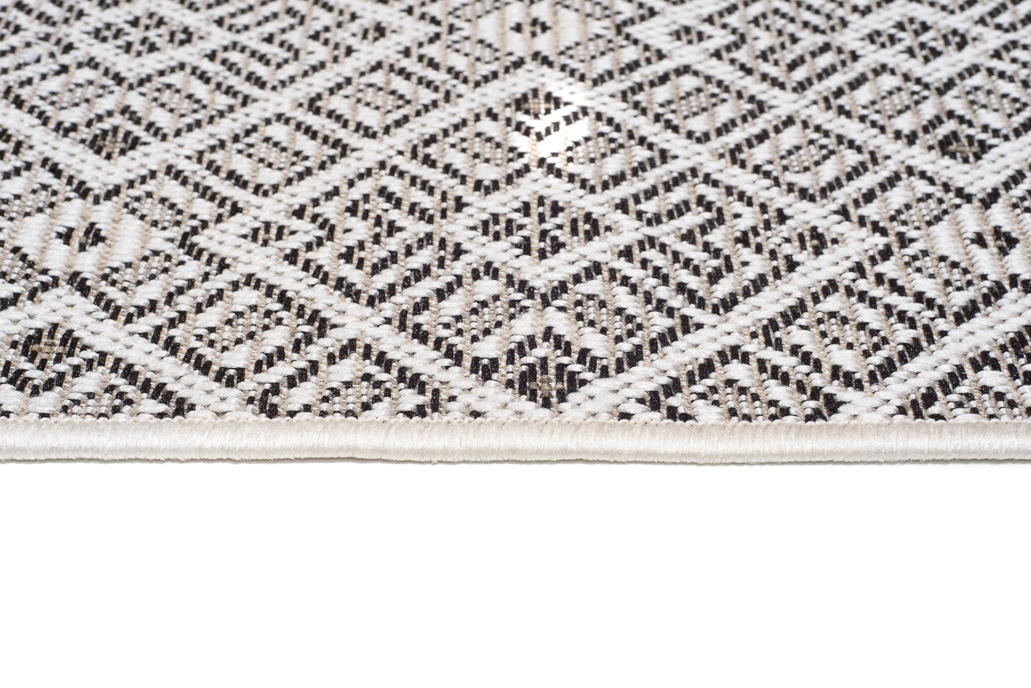 Area Rug Capri Sisal Geometric Indoor Outdoor Black Cream Durable