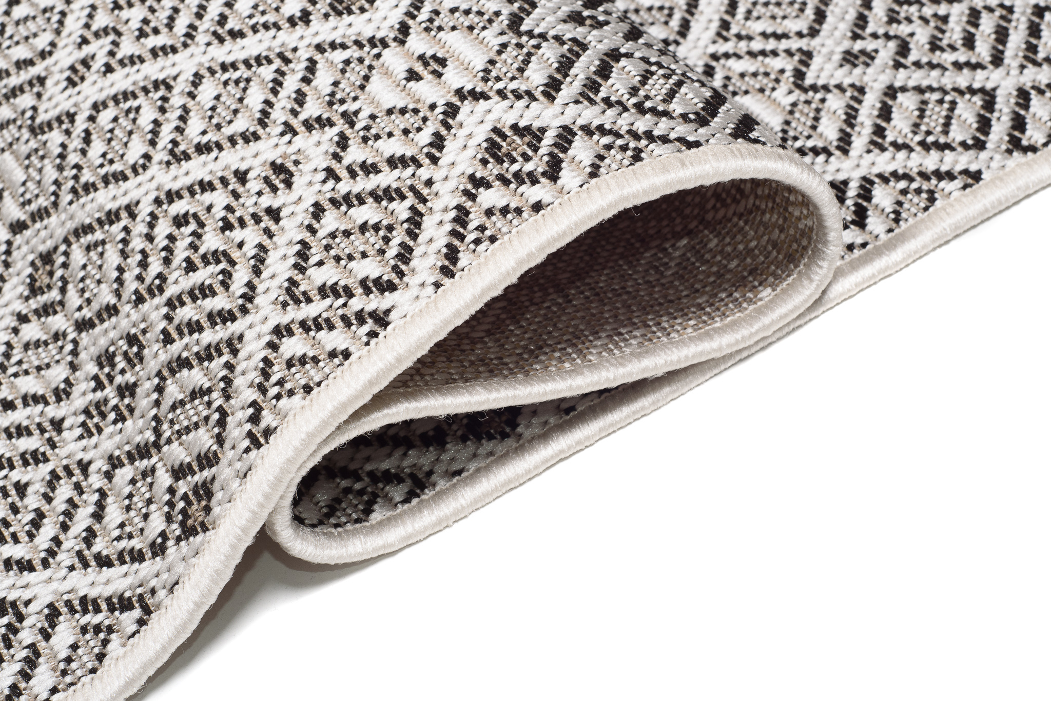 Area Rug Capri Sisal Geometric Indoor Outdoor Black Cream Durable