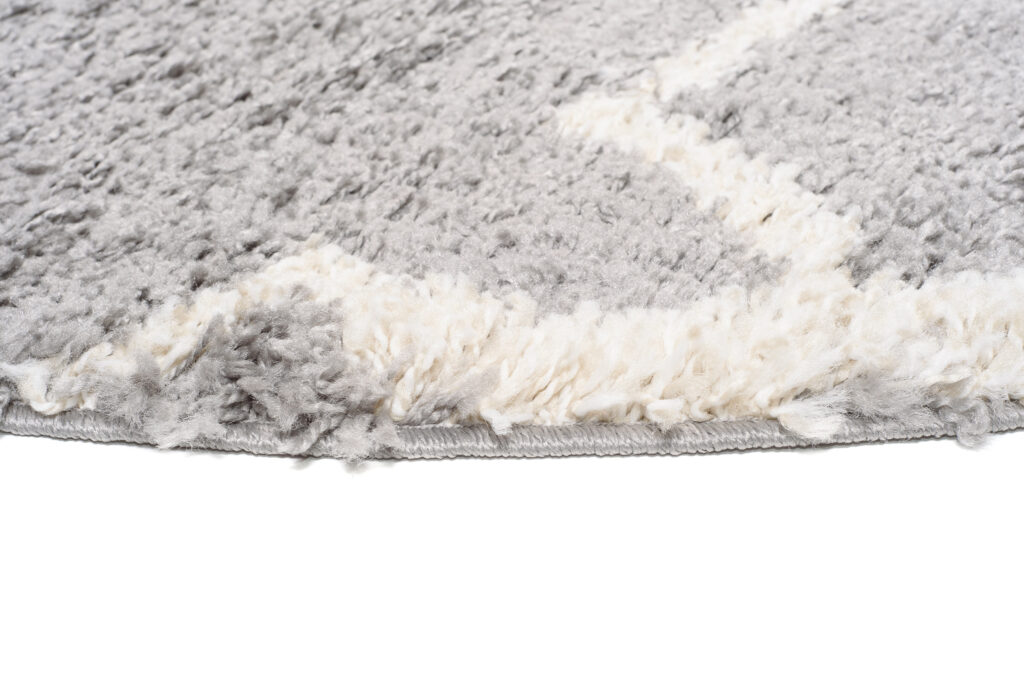 Area Rug Boho Round Shaggy Geometric Grey Cream Moroccan