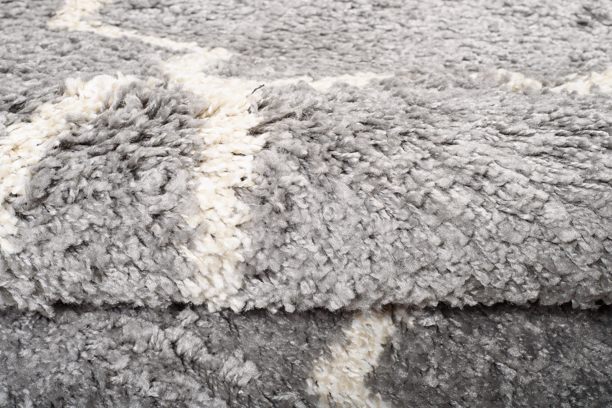 Area Rug Boho Round Shaggy Geometric Grey Cream Moroccan