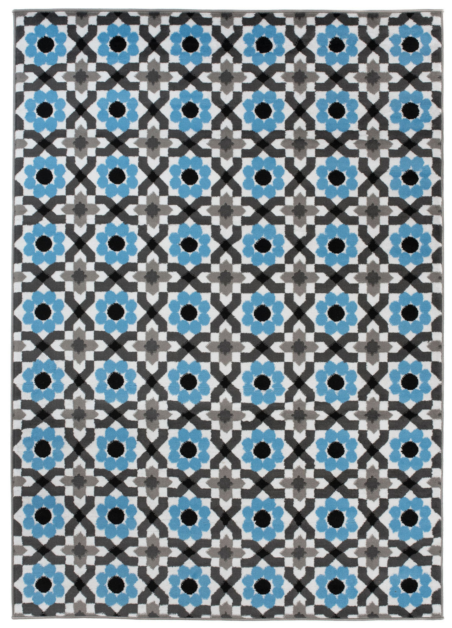 Area Rug Maya Modern Short Pile Floral Designer Grey Blue
