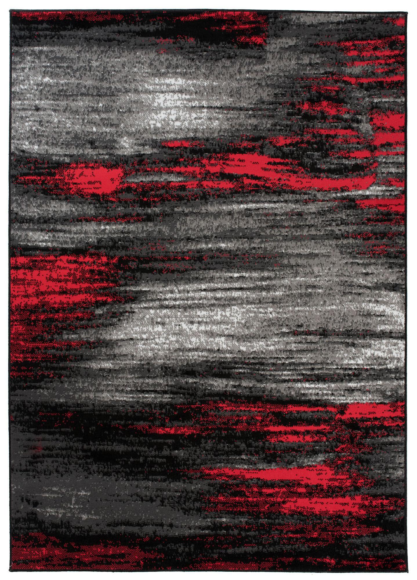 Area Rug Maya Modern Abstract Contemporary Short Pile Grey Red