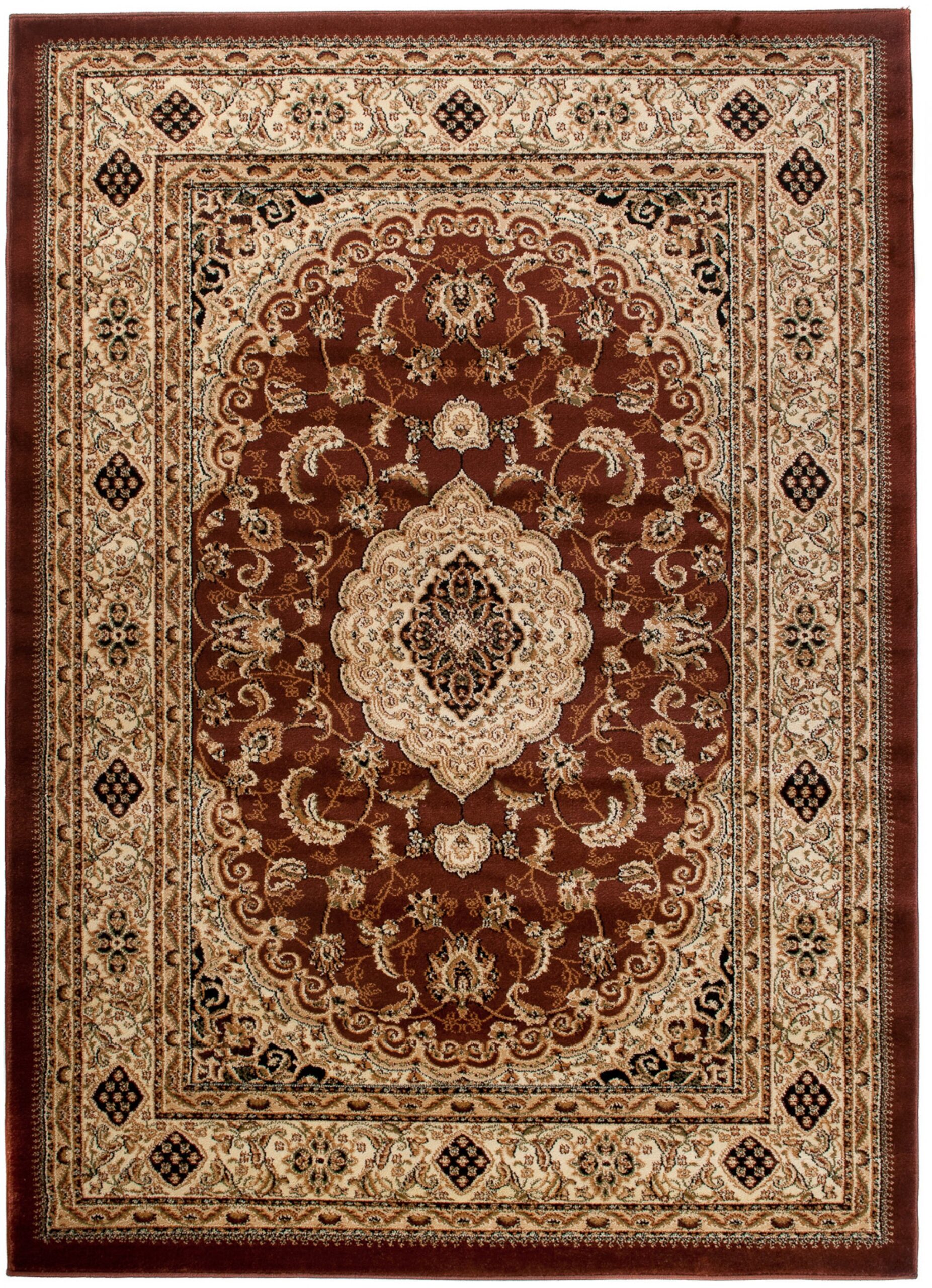 Area Rug Yesemek Short Pile Traditional Brown Frame