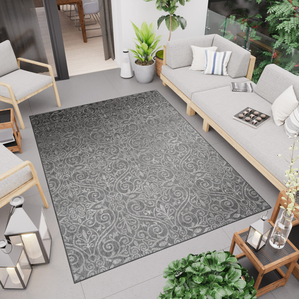 Area Rug Capri Sisal Indoor Outdoor Dark Grey Vintage