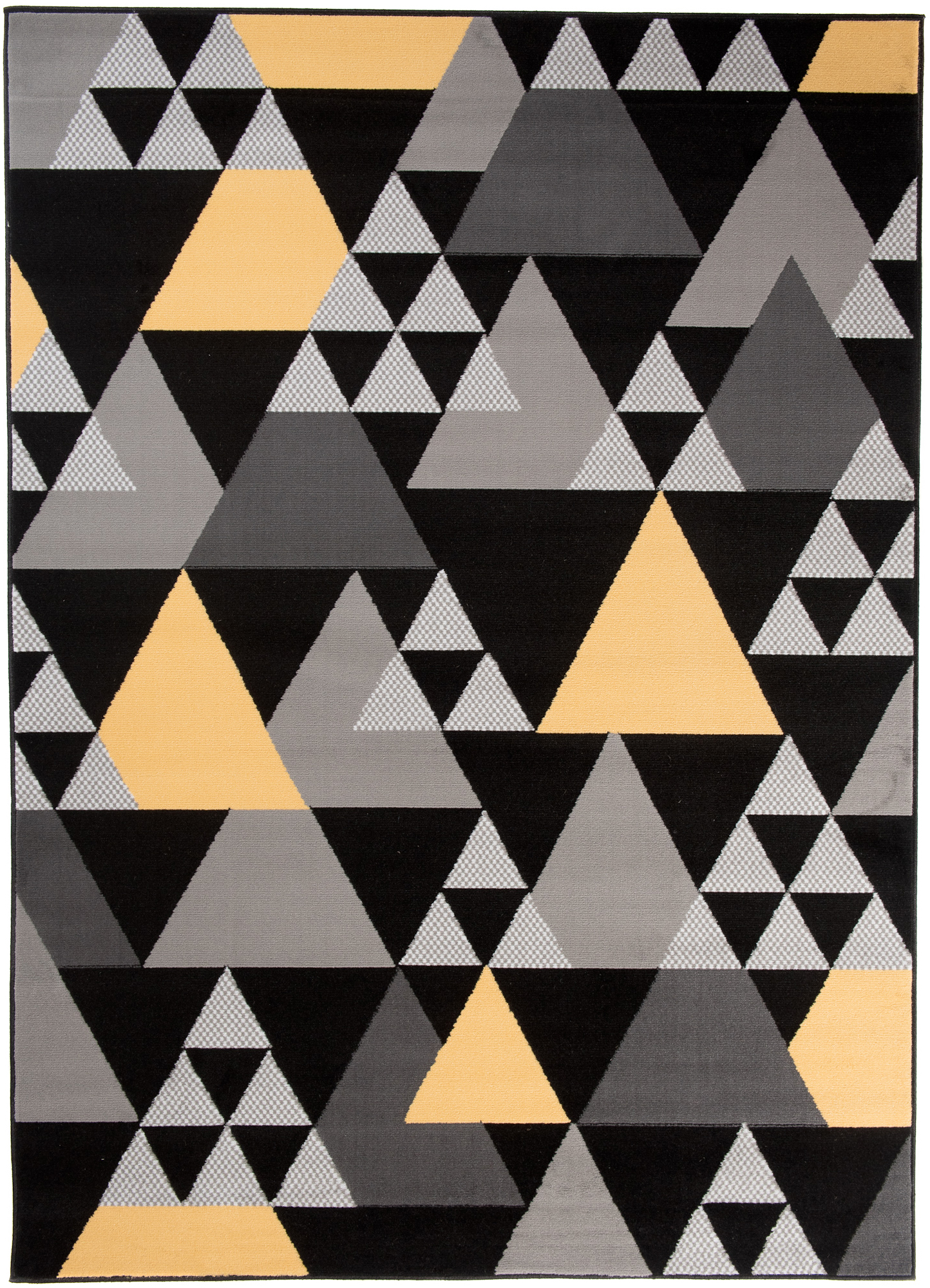 Area Rug Maya Modern Short Pile Geometric Triangle Grey Yellow