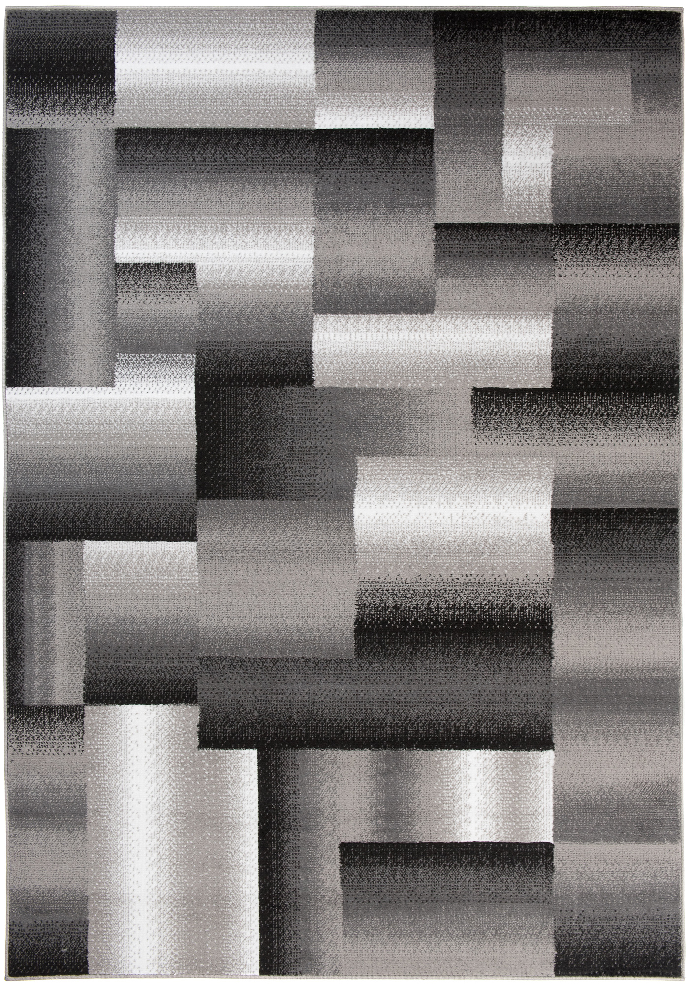 Area Rug Maya Modern Geometric Square Short Pile Grey
