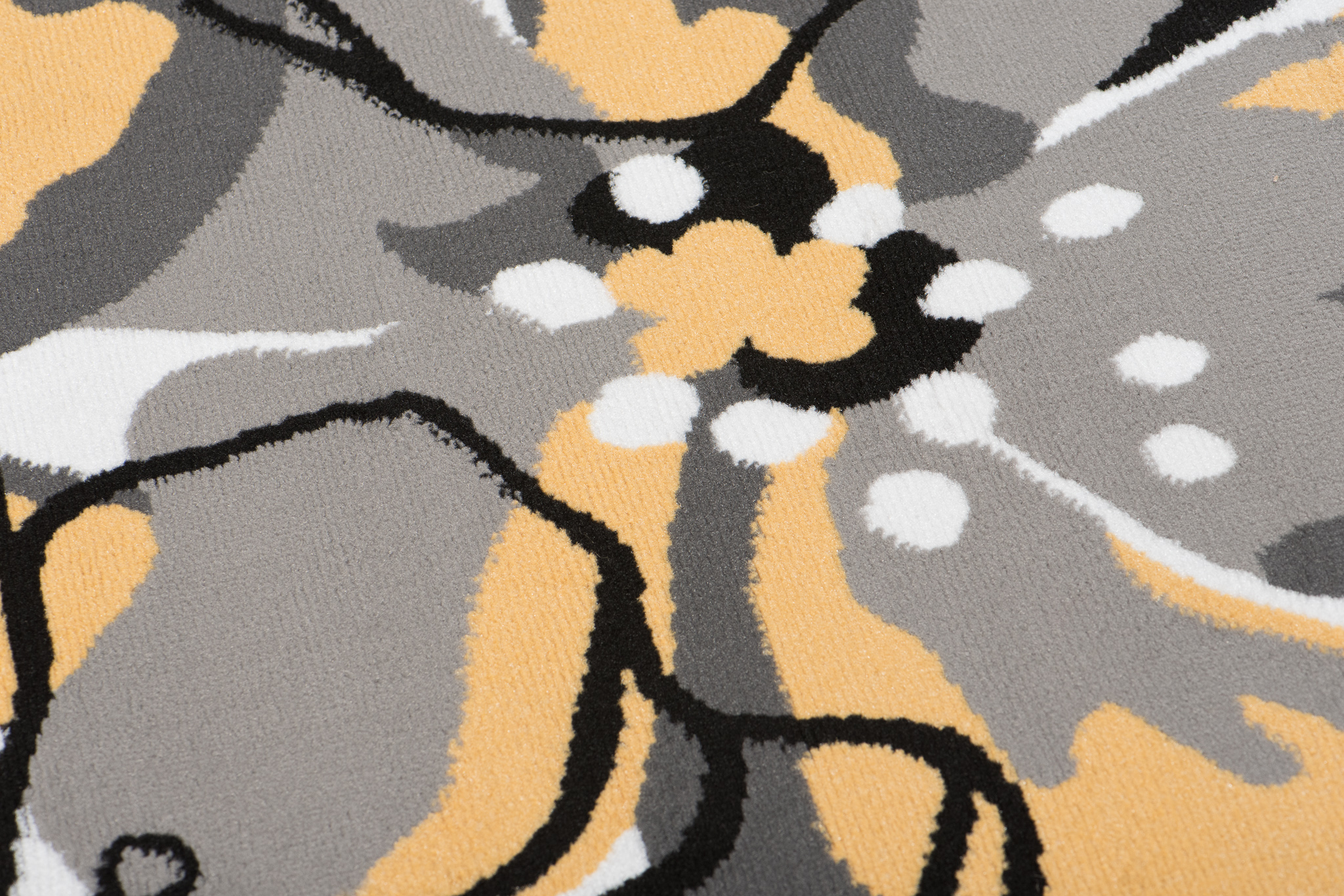 Area Rug Maya Modern Short Pile Designer Flowers Yellow Grey