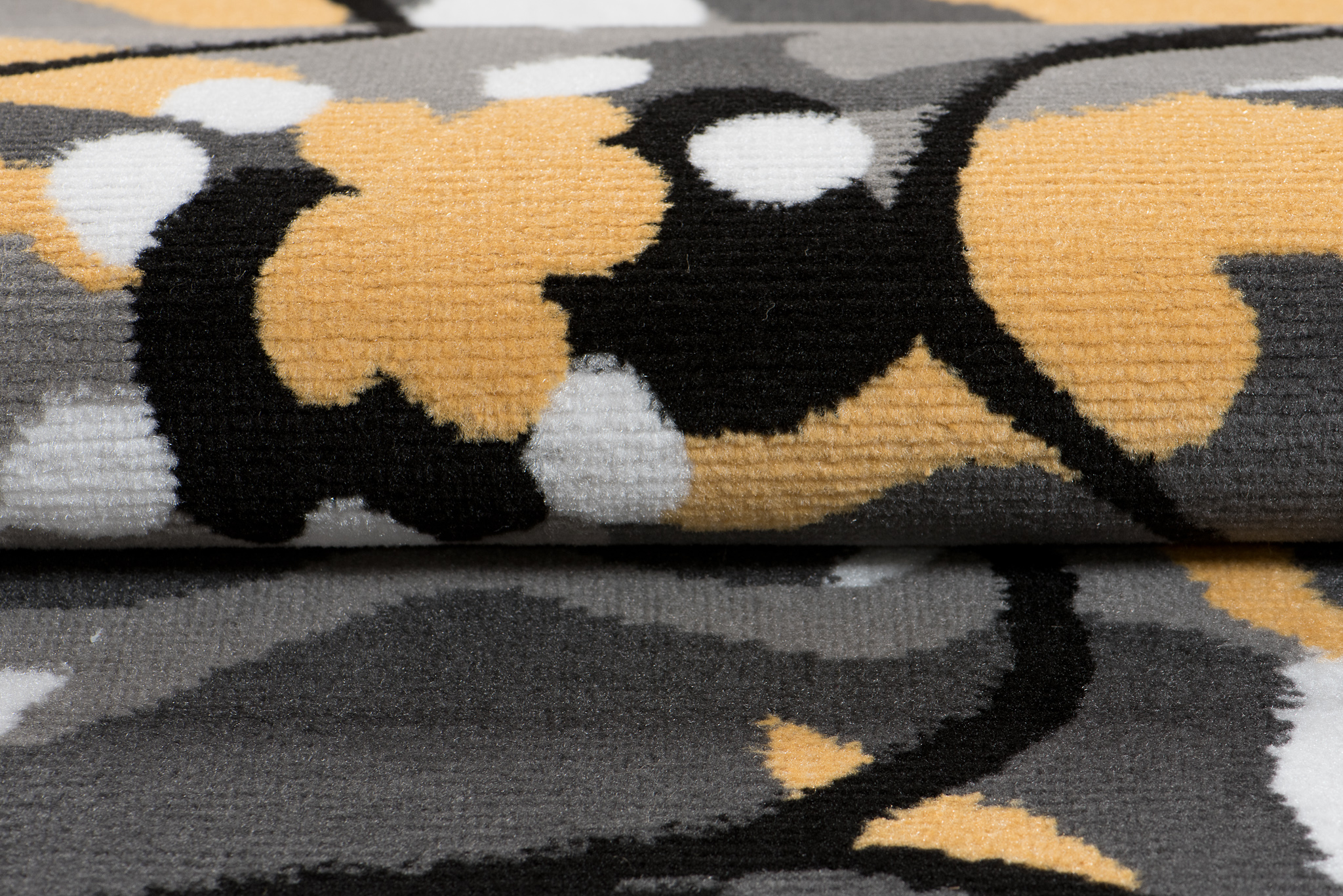 Area Rug Maya Modern Short Pile Designer Flowers Yellow Grey