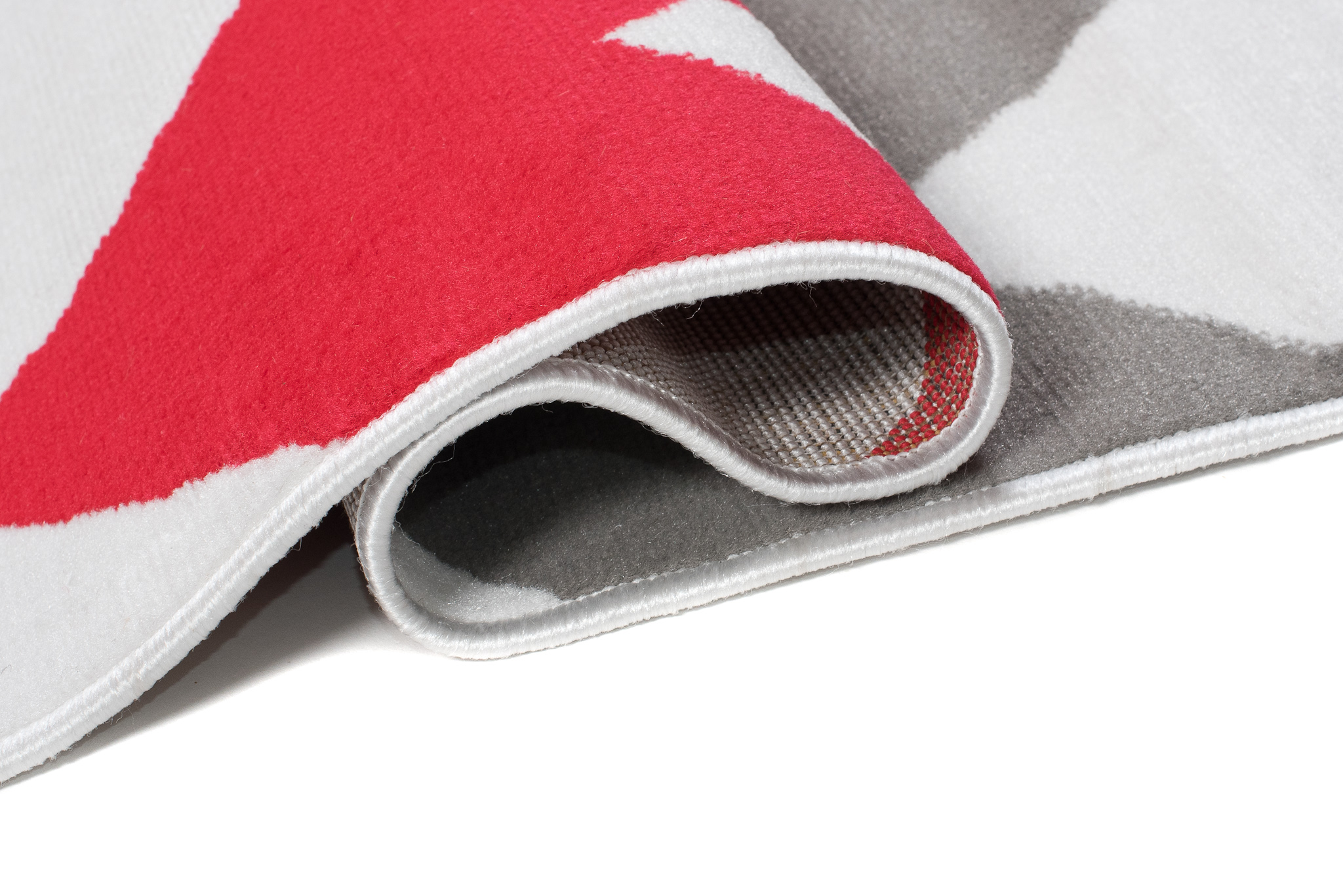 Area Rug Maya Modern Short Pile ZigZag Geometric Grey Red