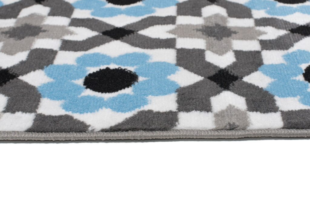 Area Rug Maya Modern Short Pile Floral Designer Grey Blue